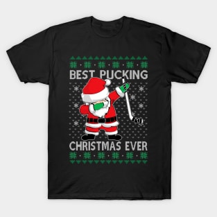 Santa Dab Best Pucking Christmas Ever Funny Hockey Goalie Xmas T-Shirt